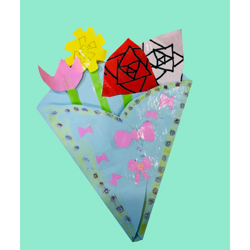 オンランレッスン工作60分「折り紙工作：お花」画像1