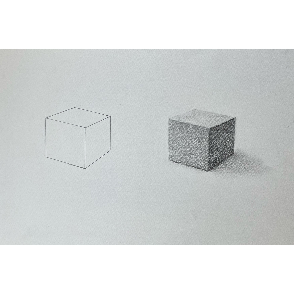 6月1-2週目・中高生向けデッサンカリキュラム「立方体の描き方」