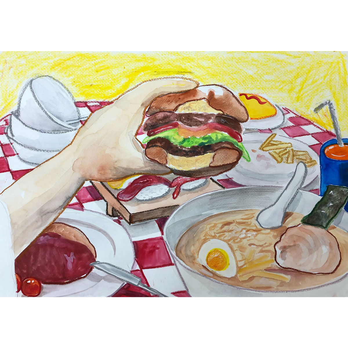 絵画レッスン「豪華なごちそうを描こう」画像
