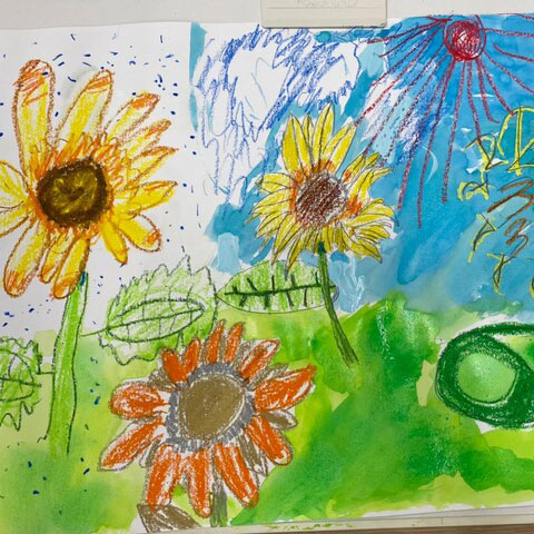 絵画レッスン「お花のダリアを