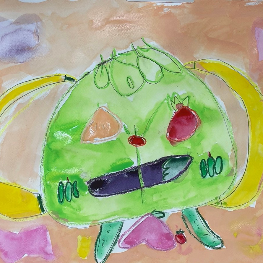 絵画レッスン「野菜や果物で人を描く⁉」画像