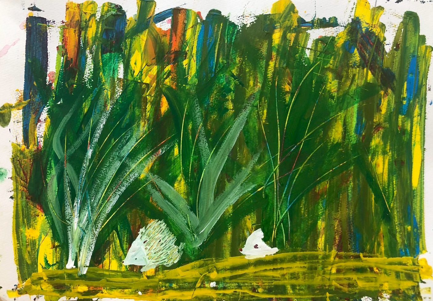 絵画参考作品「ドリッピングで雨を描こう」画像1