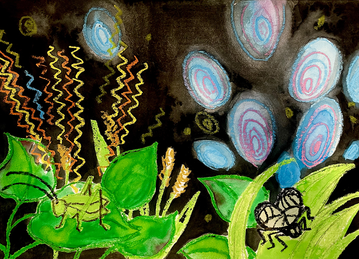 絵画参考作品「虫の音色を聴いてイメージして描いてみよう」画像1